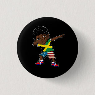 Half American Half Jamaican Boy Kid Jamaica Flag P 1 Inch Round Button