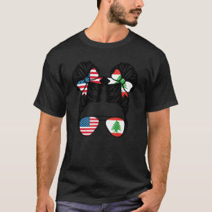 Half American Half Lebanese Girl USA Leban Flag Gi T-Shirt