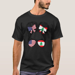 Half American Half Lebanese  USA Lebanon Pride Fla T-Shirt