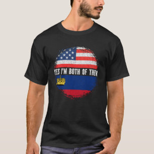 Half American Half Liechtensteiner USA Flag T-Shirt