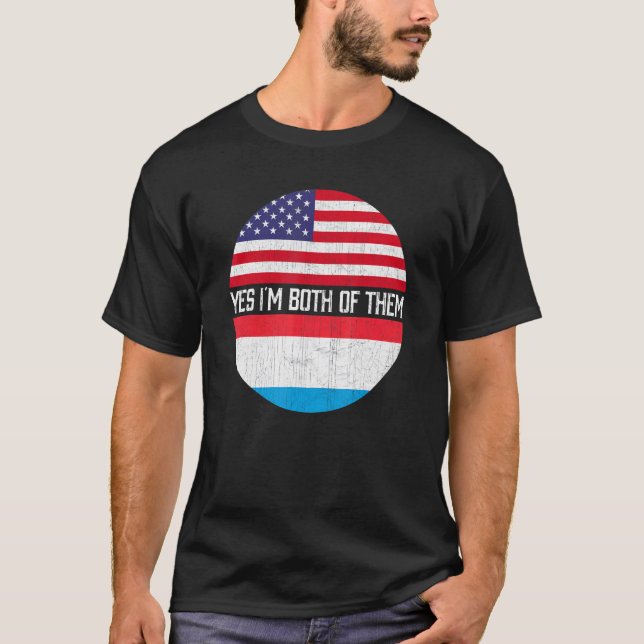 Half American Half Luxembourg Root Usa Flag Family T-Shirt (Front)