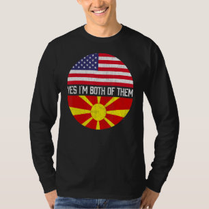 Half American Half Macedonian Usa Flag Family Heri T-Shirt
