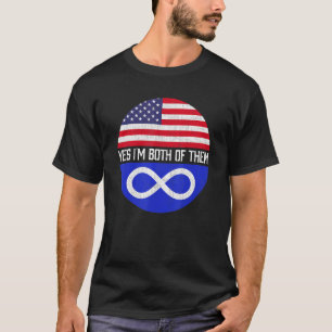 Half American Half Metis Usa Flag Family Heritage T-Shirt