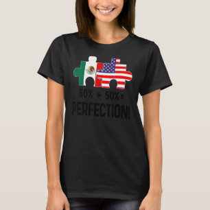 Half American Half Mexican Flag Combined Map Mexic T-Shirt