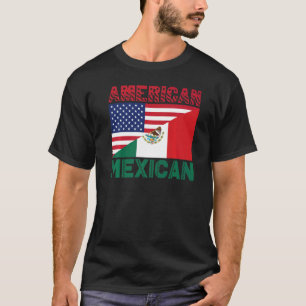 Half American Half Mexican Flag   T-Shirt