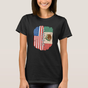 Half American Half Mexican Roots American US Flag T-Shirt