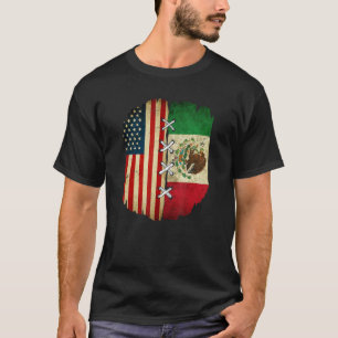 Half American Half Mexican USA Flag Mexico Flag T-Shirt