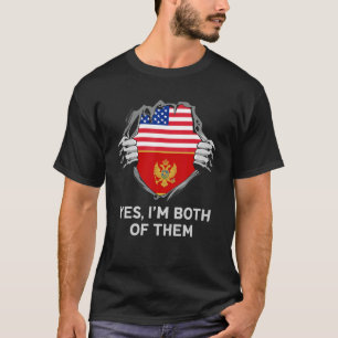 Half American Half Montenegrin USA Montenegro Flag T-Shirt