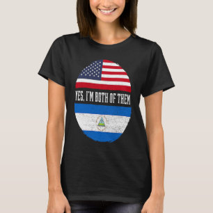 Half American Half Nicaraguan USA Flag Nicaragua H T-Shirt