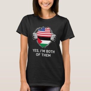 Half American Half Palestinian USA Palestine Flag T-Shirt