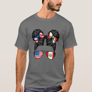 Half American Half Peruvian Girl USA Peru Flag Pat T-Shirt