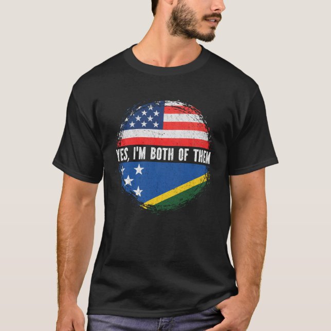 Half American Half Solomon Islander USA Flag  T-Shirt (Front)