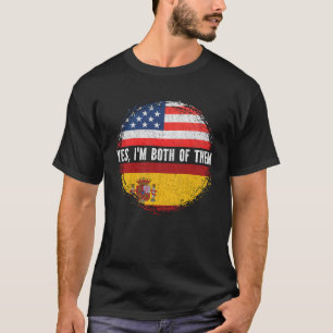 Half American Half Spanish USA Flag Spain Heritage T-Shirt