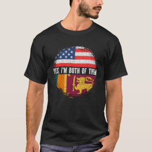 Half American Half Sri Lankan USA Flag Sri Lanka  T-Shirt
