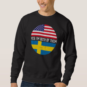 Half American Half Swedish Usa Flag Family Heritag Sweatshirt
