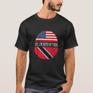 Half American Half Trinbagonian USA Flag Trinidad T-Shirt