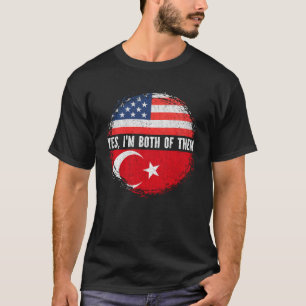 Half American Half Turkish USA Flag Turkey T-Shirt
