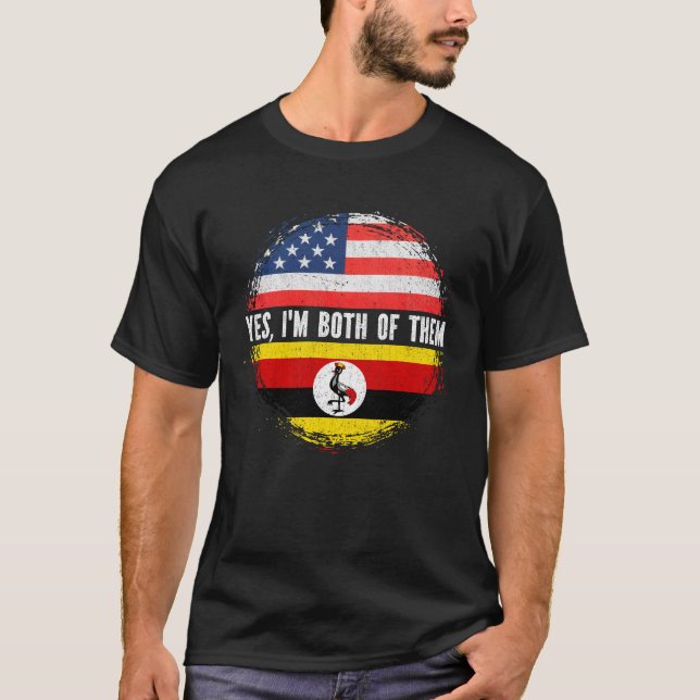 Half American Half ugandan USA Flag Uganda  T-Shirt (Front)
