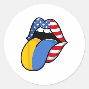 Half American Half Ukrainian Usa Flag Born In Ukra Classic Round Sticker