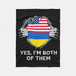 Half American Half Ukrainian Usa Ukraine Flag Mens Fleece Blanket