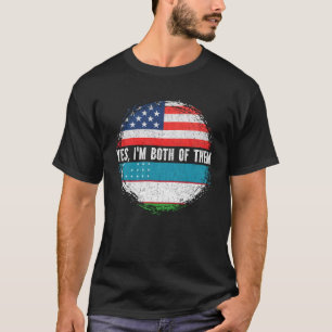 Half American Half Uzbek USA Flag Uzbekistan T-Shirt