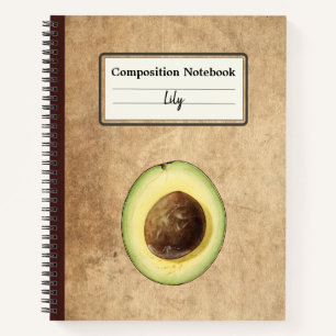 Half an Avocado Illustration Personalized Comp Notebook