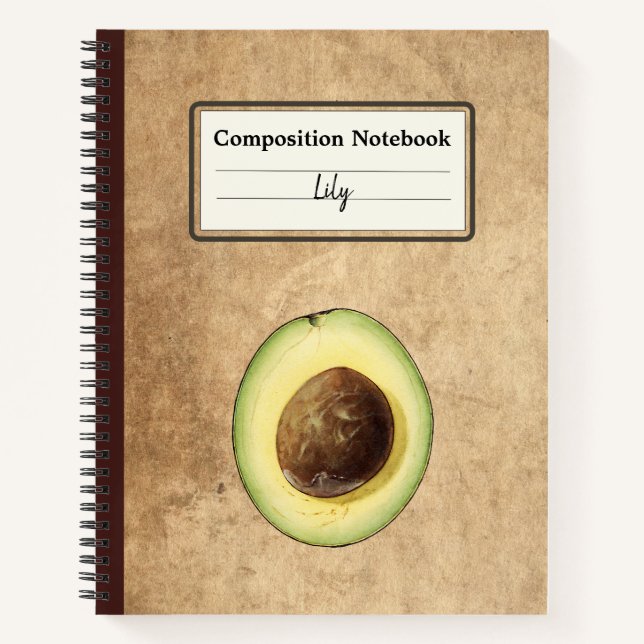Half an Avocado Illustration Personalized Comp Notebook (Front)