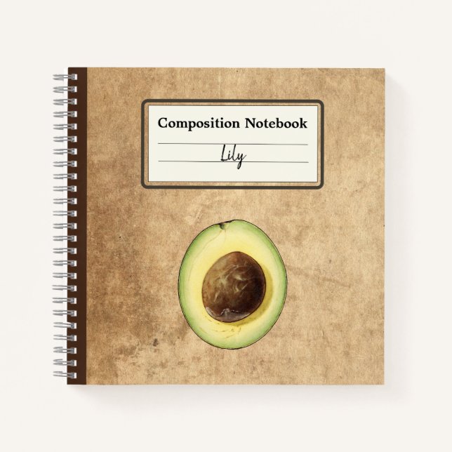Half an Avocado Illustration Personalized Comp Notebook (Front)