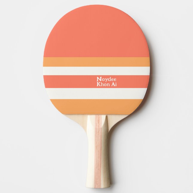 Half and Stripes Horizontal Lines Red Orange White Ping Pong Paddle (Front)