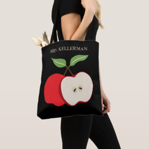 Half Apple Add Teacher's Name Tote Bag