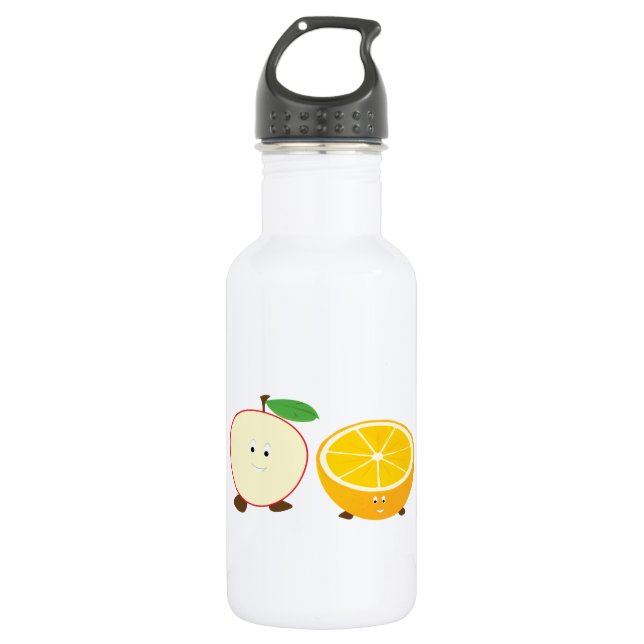 Half apple and half orange characters 532 ml water bottle (Front)