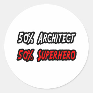 Half Architect Half Superhero Classic Round Sticker