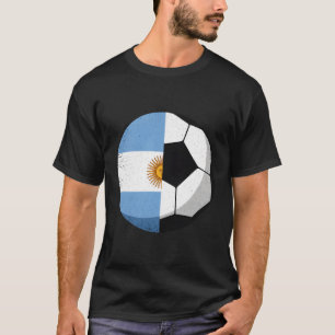 Half Argentina Flag Half Football Soccer Futbol So T-Shirt