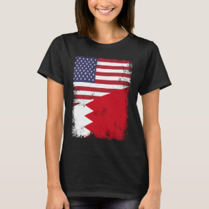 Half Bahraini Flag Vintage Bahrain USA T-Shirt
