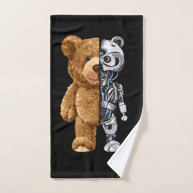 Half Bear Half Robot Hand Towel (Hand Towel)