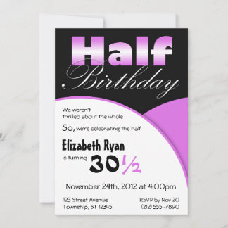 Half-Birthday Purple Party Invitations