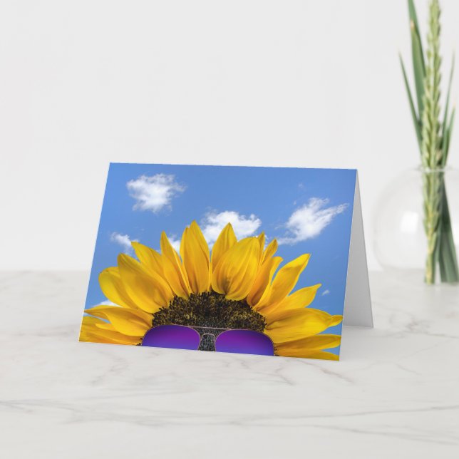 Half Birthday Sunflower and Sunglasses Card (Front)