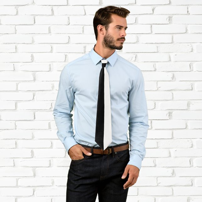 Half Black and White Colorblock Tie (Black and White Colorblock Neck Tie)