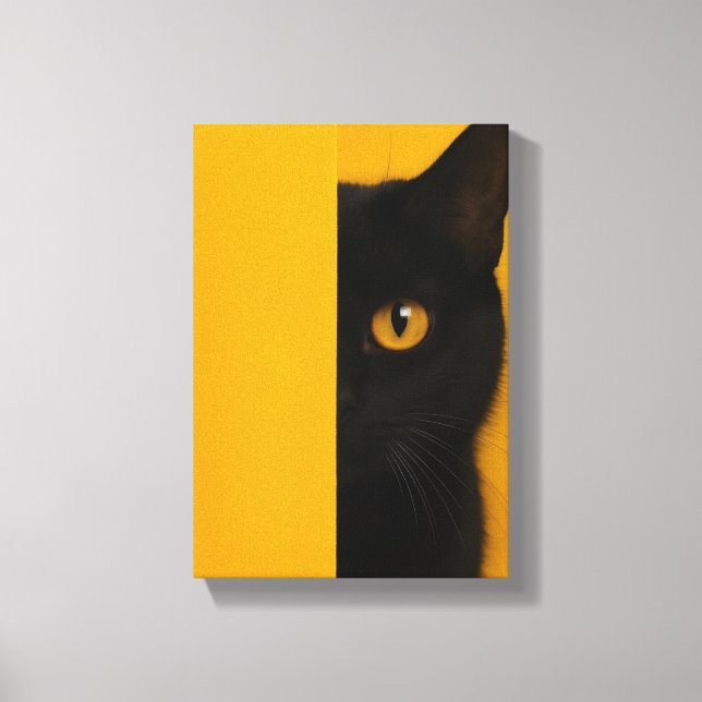 Half-Black Cat Minimalist Canvas Art (Front)