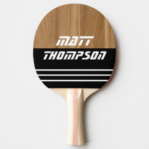 Half-Black Half-Wood Ping Pong Paddle with Name