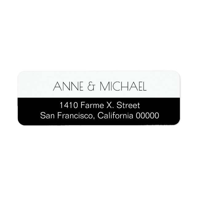 half black wedding address label with couple names (Front)