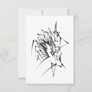 Half Black White Abstract Tribal Tattoo Art Thank You Card