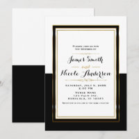 Half Black White & Gold Chic Elegant Wedding