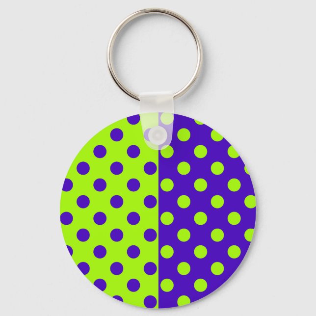 Half Blue and Green Polka Dots   Keychain (Front)