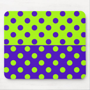 Half Blue and Green Polka Dots Mouse Pad