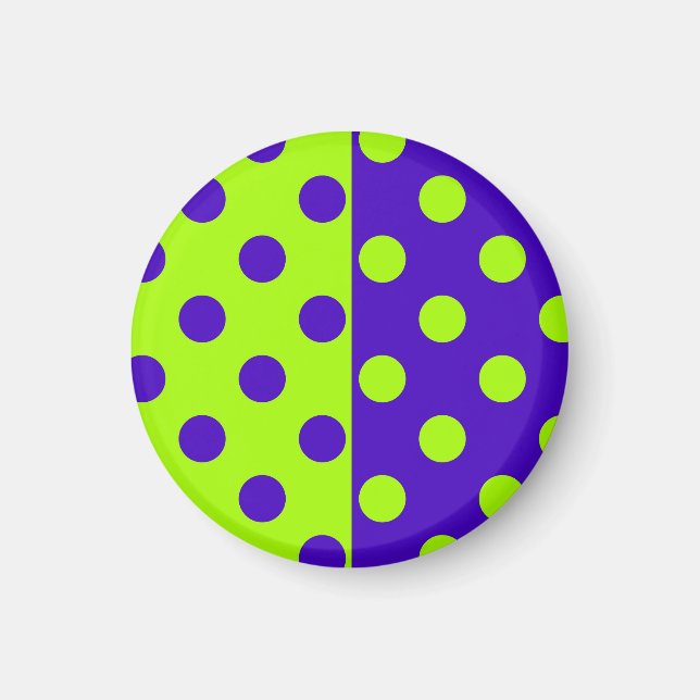 Half Blue Green Polka Dots Pattern Design  Magnet (Front)