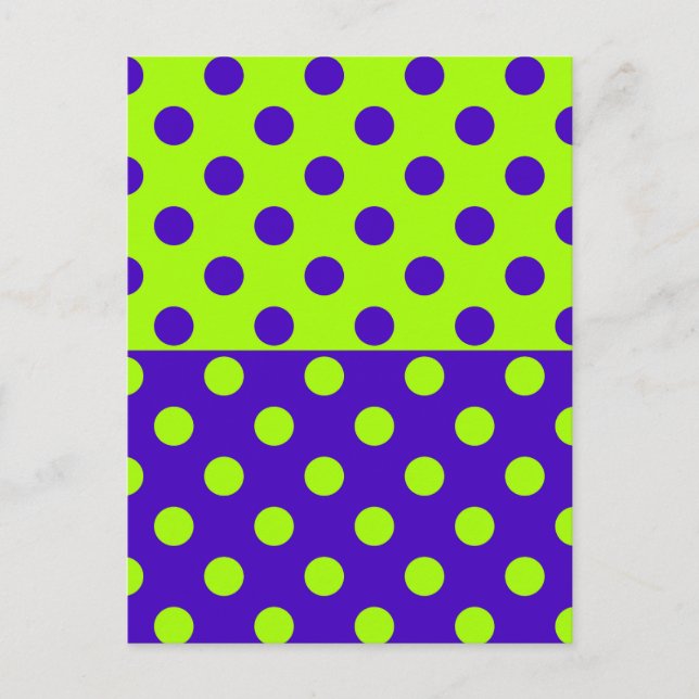 Half Blue Green Polka Dots Pattern Design  Postcard (Front)