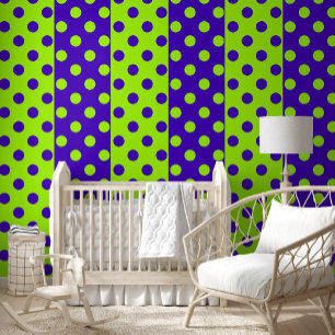 Half Blue Green Polka Dots Pattern Design Wallpaper