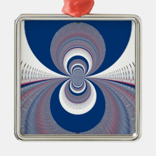 Half Blue Metal Ornament