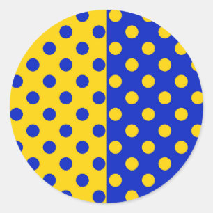 Half Blue Yellow Polka Dots Pattern Design  Classic Round Sticker